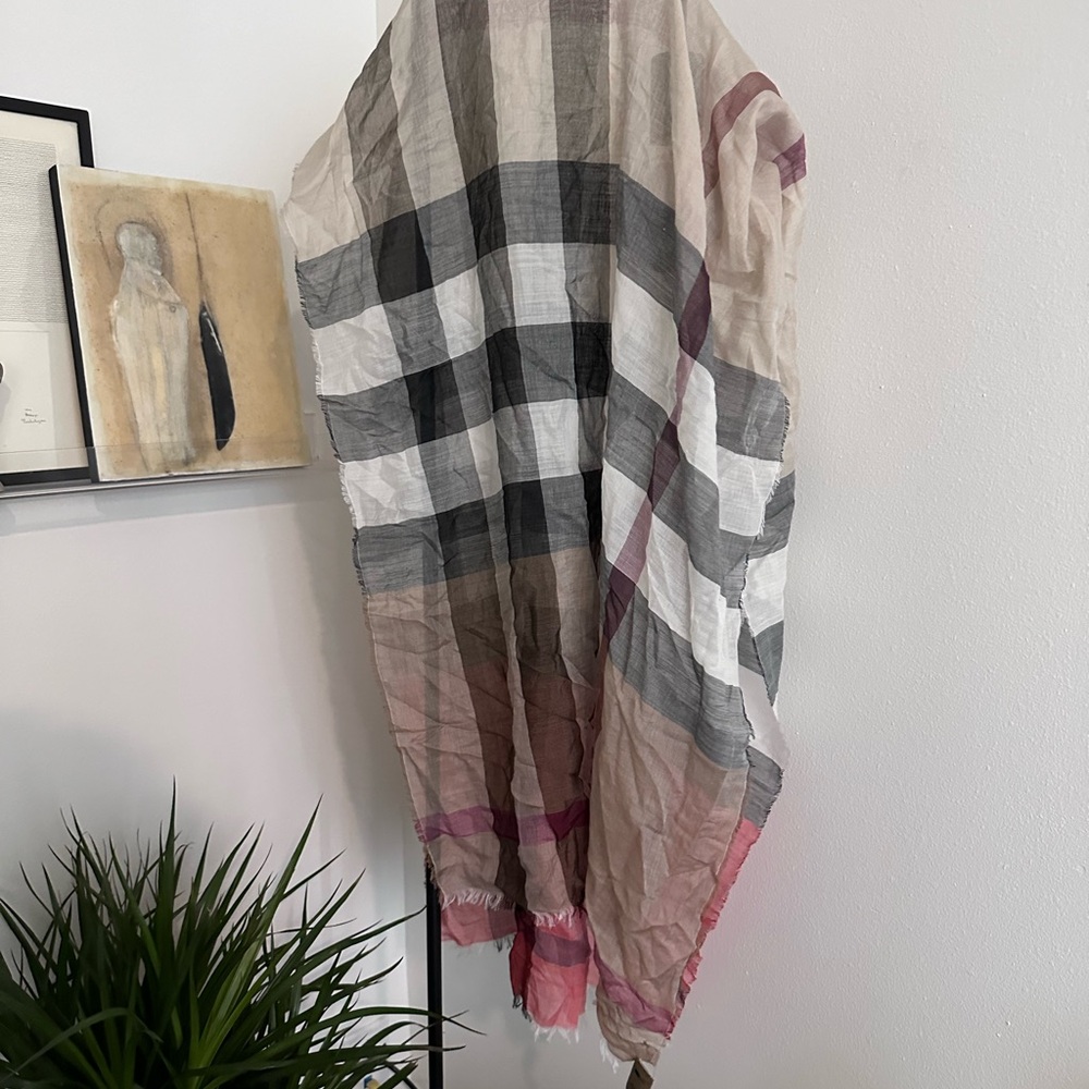 Burberry check silk and wool blend scarf